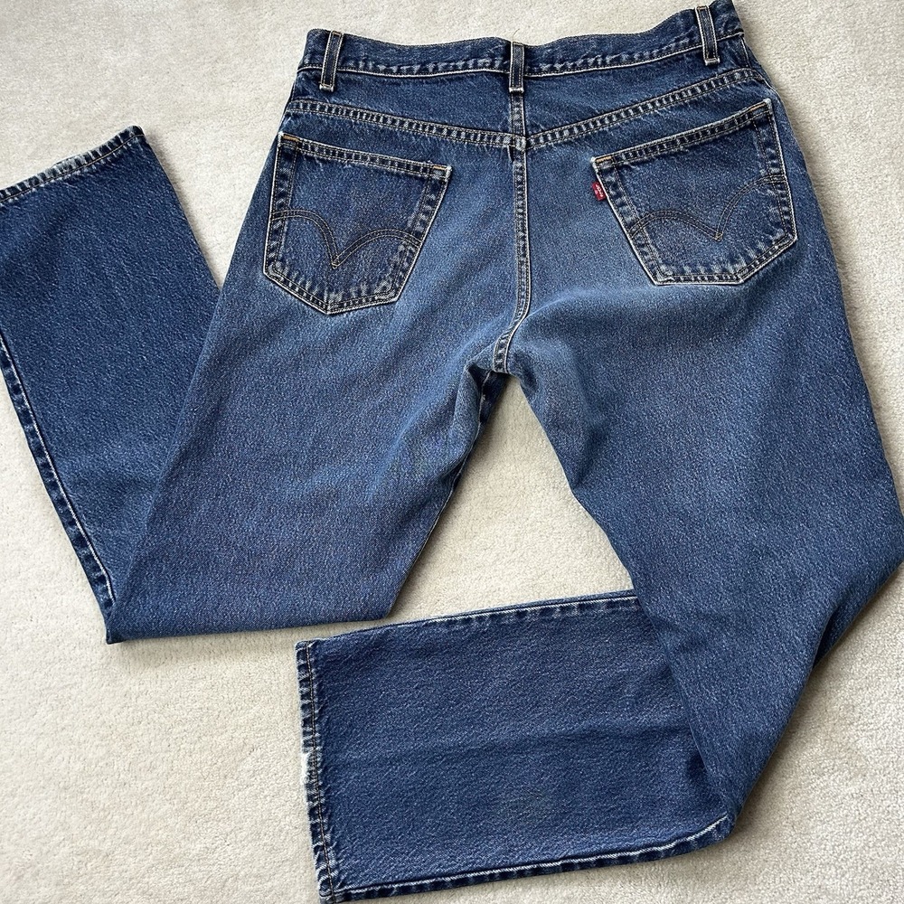 Levis 517 Jeans Mens 34x33 Bootcut 100% Cotton Blue Denim Dark - Picture 2 of 9